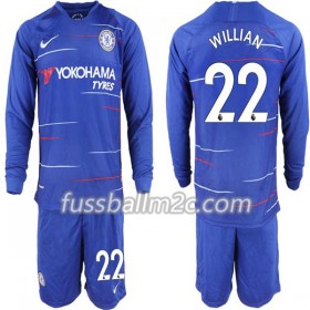 Fußballtrikots Chelsea Willian 22 Kinder Heim Trikotsatz 2018-2019 Langarm